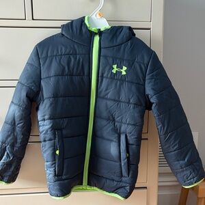 Under Armour Dark Gray Jacket with Bright Green Trim